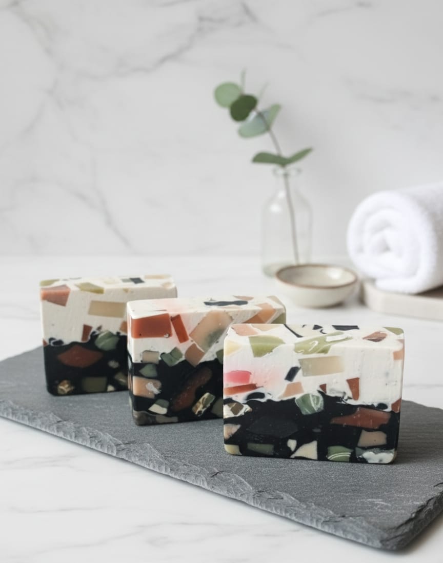 NATURINE Black & White Mosaic Charcoal Soap | Handmade  Organic Cleanser